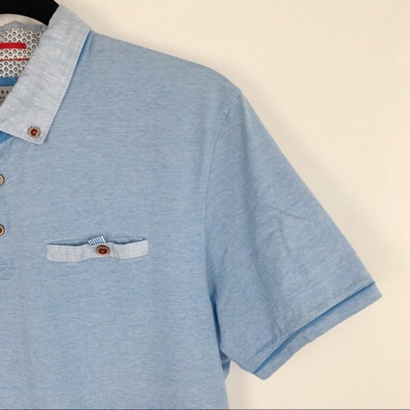 Ted Baker Blue Linen Collar Polo 6 - Picture 5 of 8